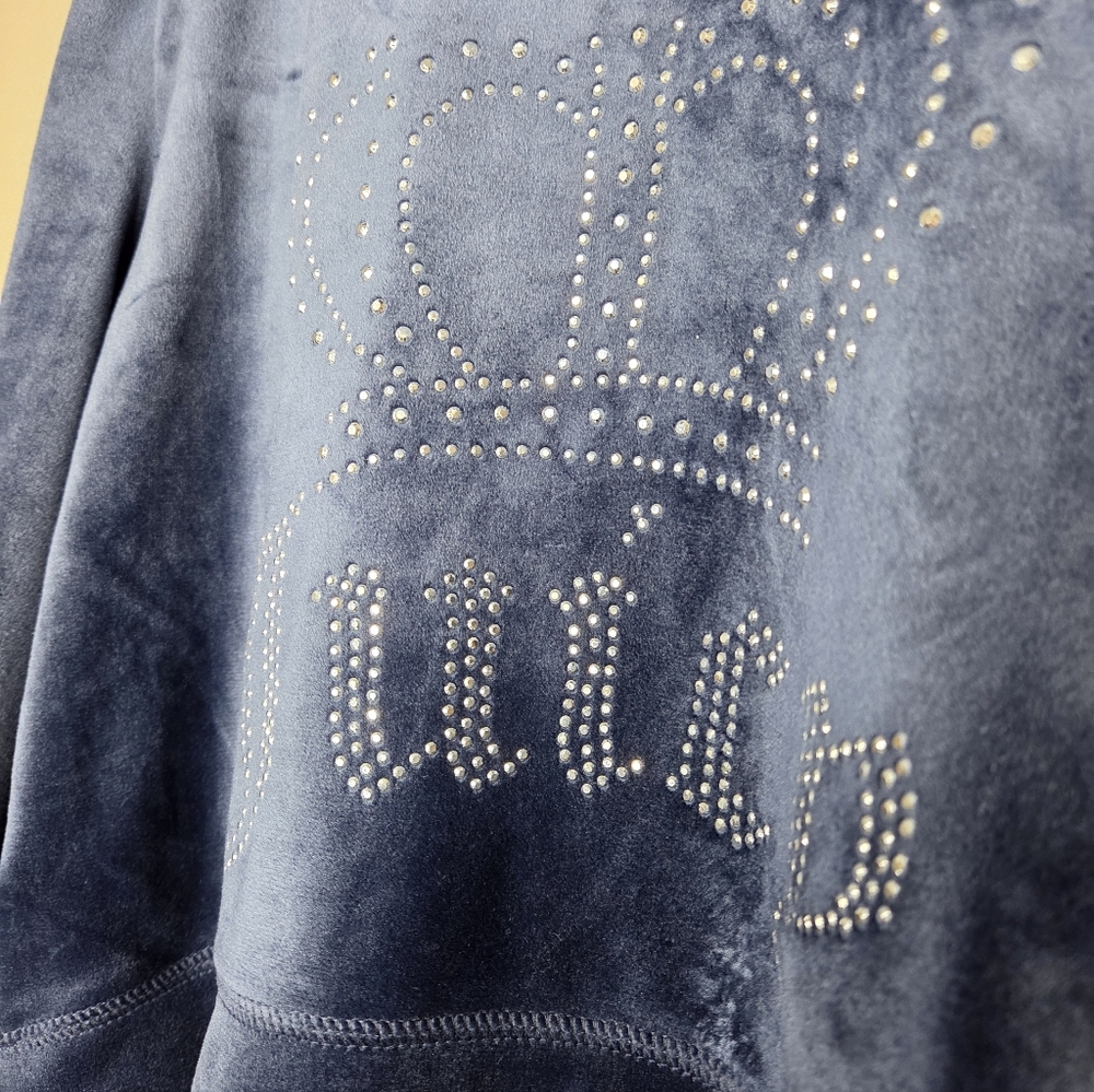 Juicy Couture Velour Regal Blue Hoodie With Bling Crown Logo - Picture 11 of 12
